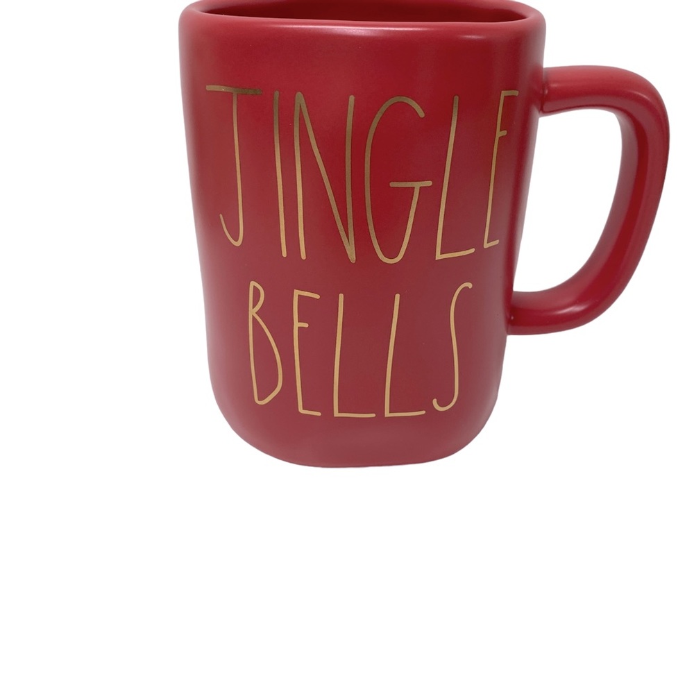 Rae Dunn by Magenta Red JINGLE BELLS with Gold Writing Coffee Mug
